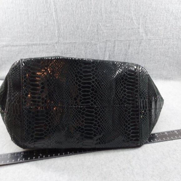Michael Kors Black Faux Snakeskin Tote Bag With Gold Chain Handles - Picture 5 of 12